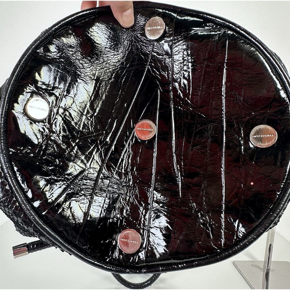 Devi Kroell Black Python Leather Bucket Shoulder … - image 5